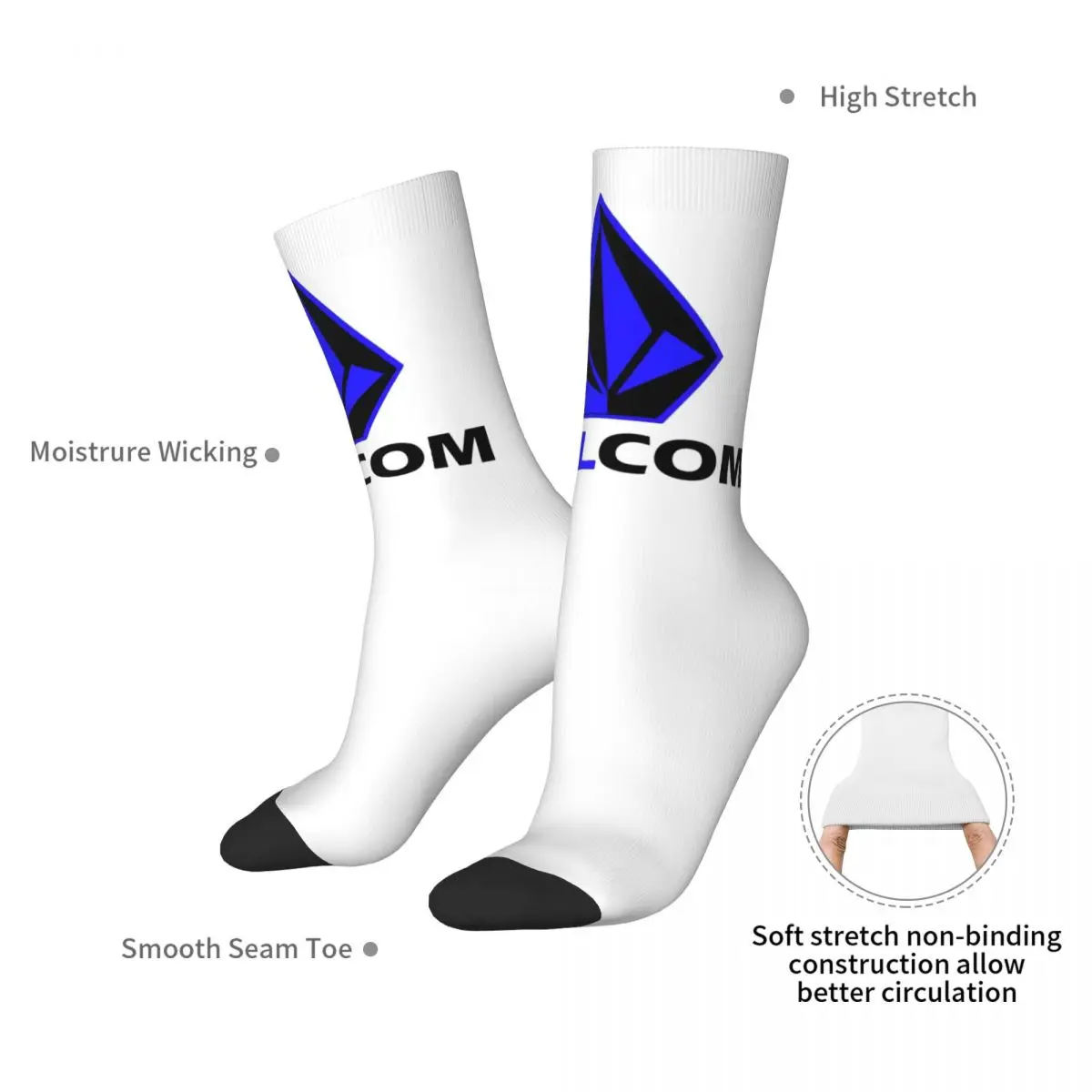 Volcoms Socks logo Casual Stockings Men Breathable Running Socks Autumn Graphic Non Slip Socks