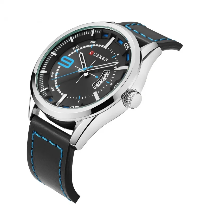 นาฬิกาผู้ชาย8295ใหม่สายคาดปฏิทินนาฬิกาผู้ชายนาฬิกาควอทซ์ธุรกิจกันน้ำ