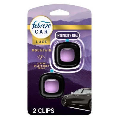 

2pcs Febreze Car Vent Clip Air Freshener - Mountain - 0.14 fl oz/2pk: Dye-Free, Phthalate-Free, Adjustable Fragrance Setting