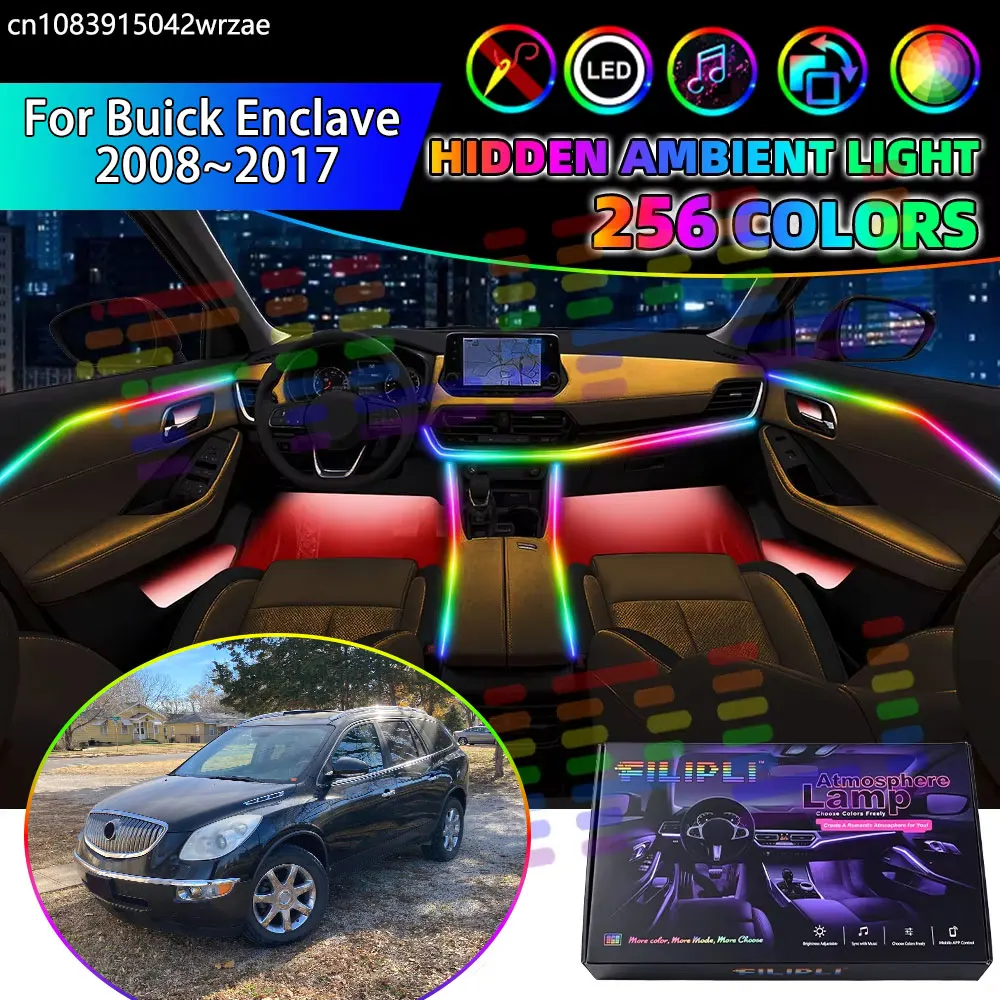 For Buick Enclave 2008~2017 MK1 2009 RGB Car Interior Ambient Lights Strips Breathing Lighting Kit App Control LED strips Auto