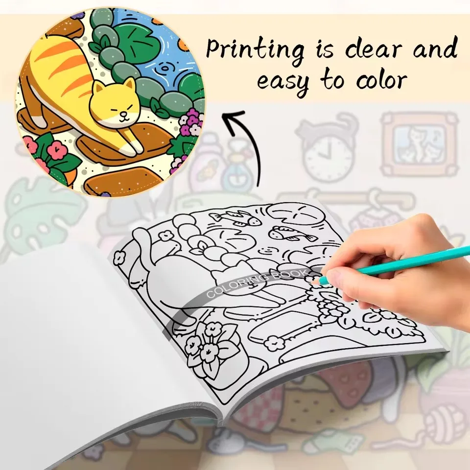 Cat Coloring Book for Adults - Stress Relief Animal Drawing with Thick Paper Gift Friend