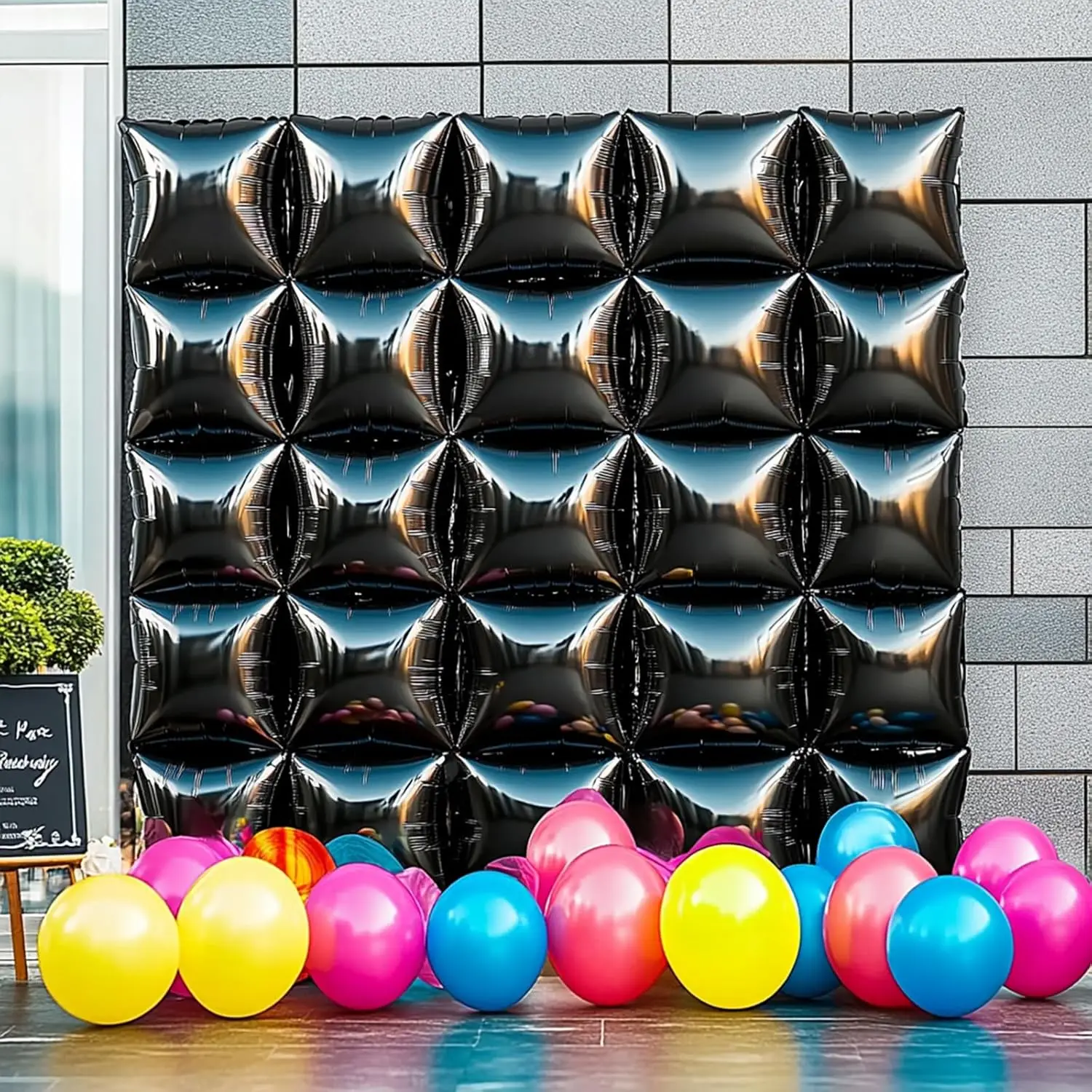 50/25 قطعة بالونات مربعة سوداء جدار خلفية مزدوجة الوجهين لامع أسود احباط بالون DIY بها بنفسك السنة الجديدة عيد ميلاد الطفل دش حفلة دي #1