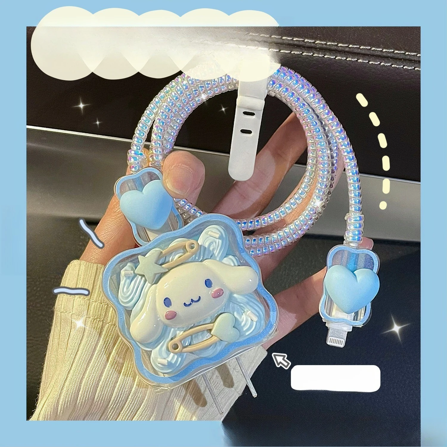 The New Hot-selling Cute Cartoon Data Cable Protective Cover Simple Personality Breathable Soft Shell Suitable for Iphone