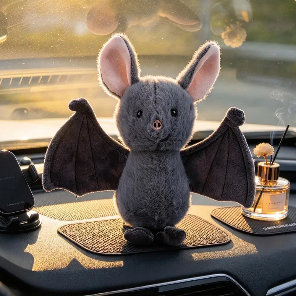 Cartoon Fledermaus Plüschtier Weiches Stofftier für Auto-Rückspiegel Hängende Dekoration Lustiges Design Flauschiger Hängender Fledermaus 20cm – Detail 1