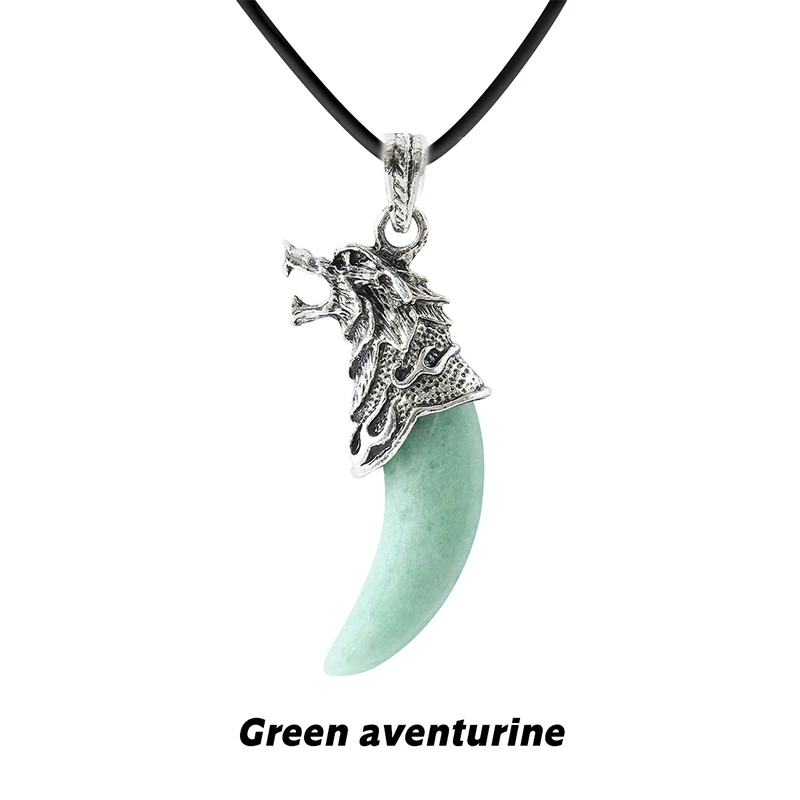 Wolf Tooth Pendant Necklace with Rose Quartz & Amethyst