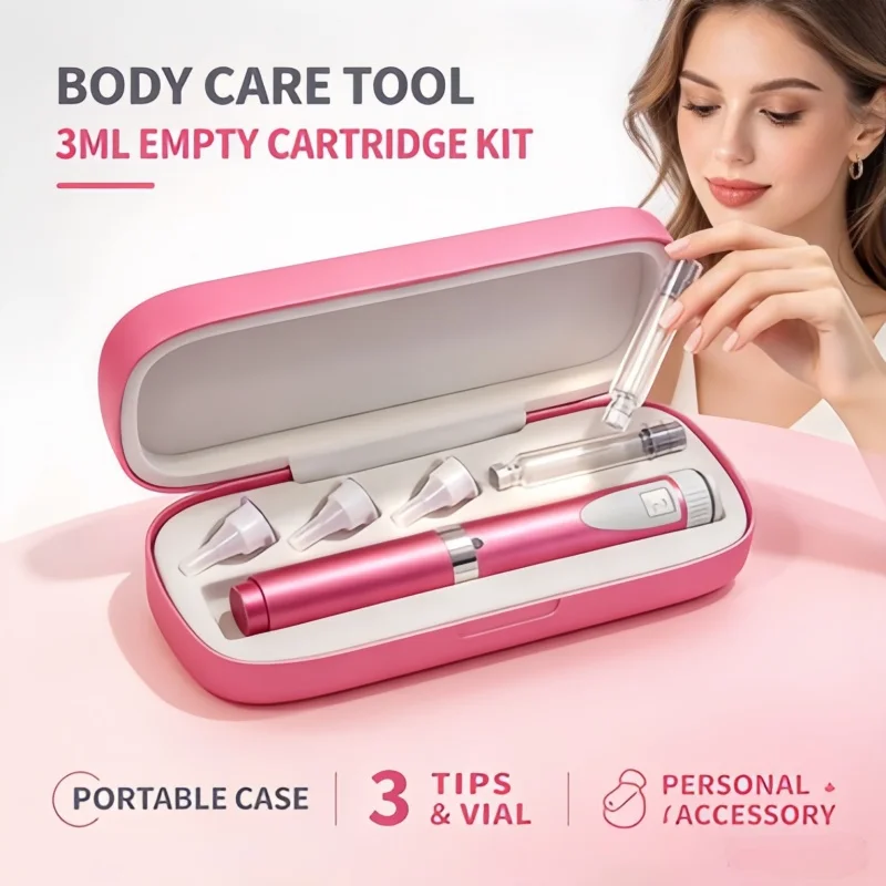 Body Care Tool 3ml Empty Cartridge Kit with Case, 3 Tips & Vial, Portable Set for Insulin Pen, Personal Care Accessory
