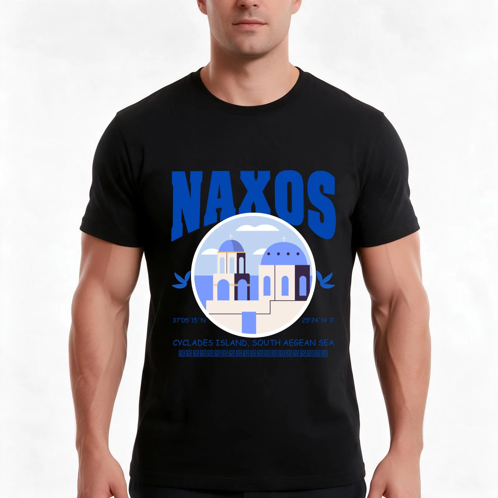 Naxos Cyclades island T-Shirt, Summer Casual Cotton Tee, Oversized Streetwear Tops, Vintage Graphic Print, Unisex Men Women
