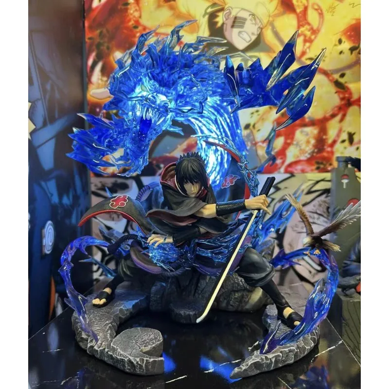 36cm Animation Figure Uchiha Sasuke Can Glow High-end Anime Collection Model Resin Desktop Ornament Decorations Children Toys