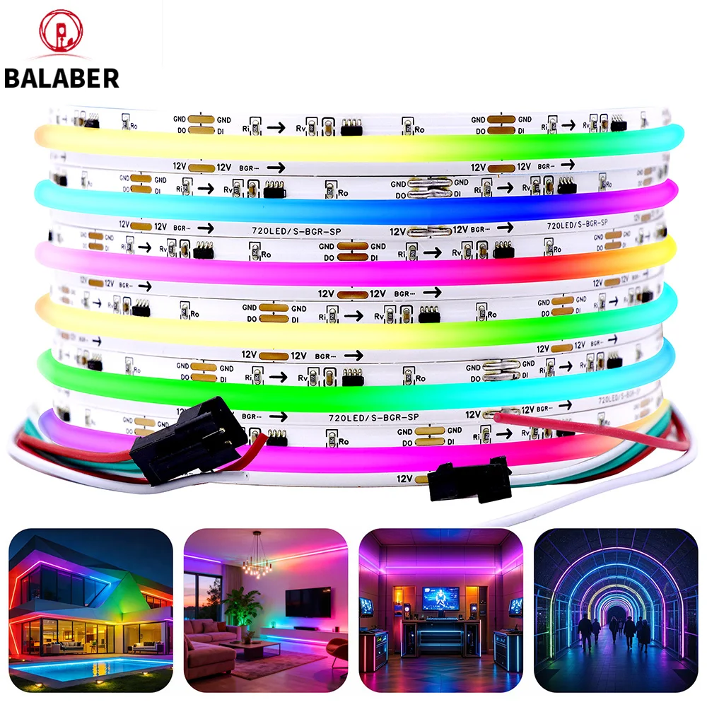 

FCOB LED Light Strip Pixel WS2811 Addressable 576 720 LEDs RGB Dream Full Color WS2811 High Density Flexible COB LIGHT 5V12V24V