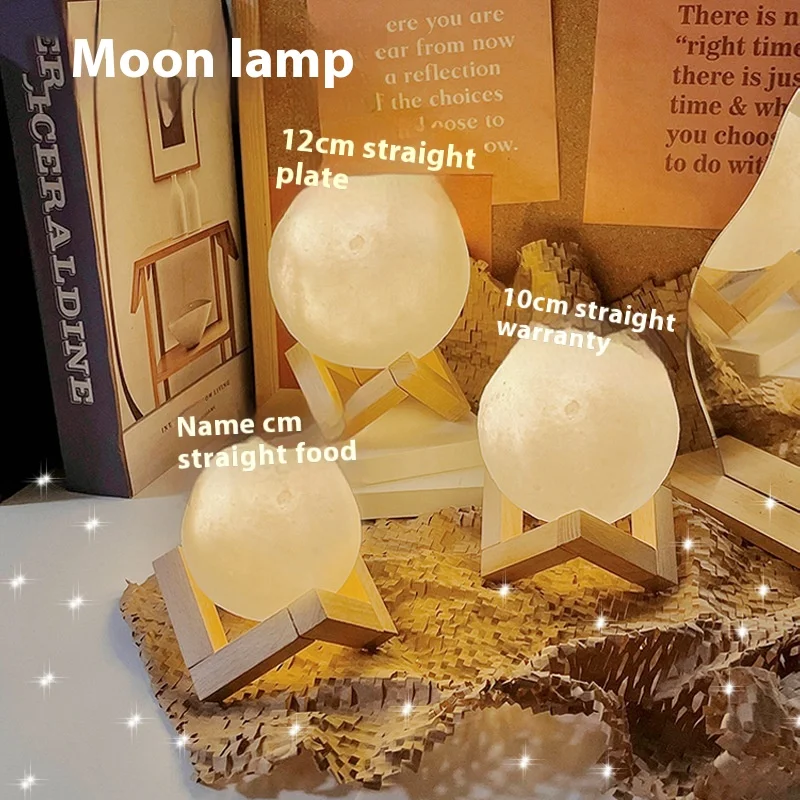 Bedroom Originality Hand Drawn Lunar Lamp Night Light Led Bedside Lamp Internet Celebrity Moon Lamp Diy