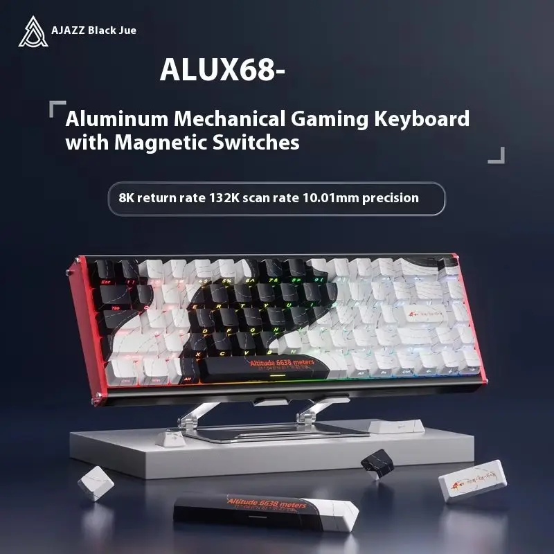 

New Ajazz Alux68 Magnetic Axis Mechanical Keyboard All Aluminum Cnc Contour Line Wired Gaming Esports Customized Keyboard