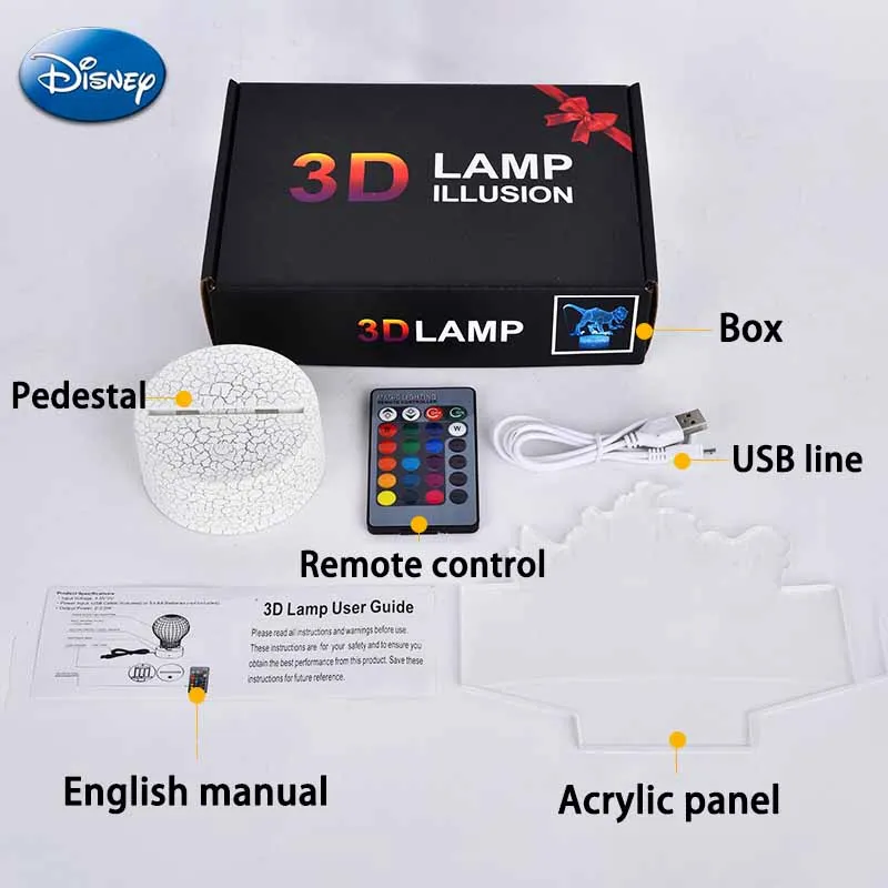 Disney Stitch 3D Lamp Cartoon Kawaii Stitch 16 Color LED Night Lights Bedroom Decor Night Table Lamp Kids Party DIY Decorations