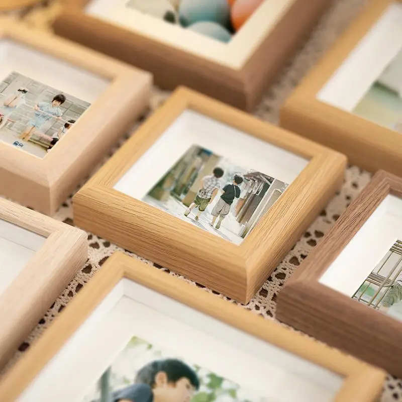 1.5cm Hollow Picture Frame Display Stand,Mini Square Picture Frame,4/5/6 Inch Wooden Frame Photo Wall Oil Painting Stick