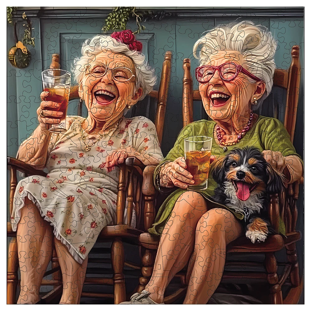 Puzzle in legno di una maggiore vecchia donna, puzzle in legno con pezzi di forma unici per adulti, regalo di Natale Gioco per famiglie Decorazioni per la casa