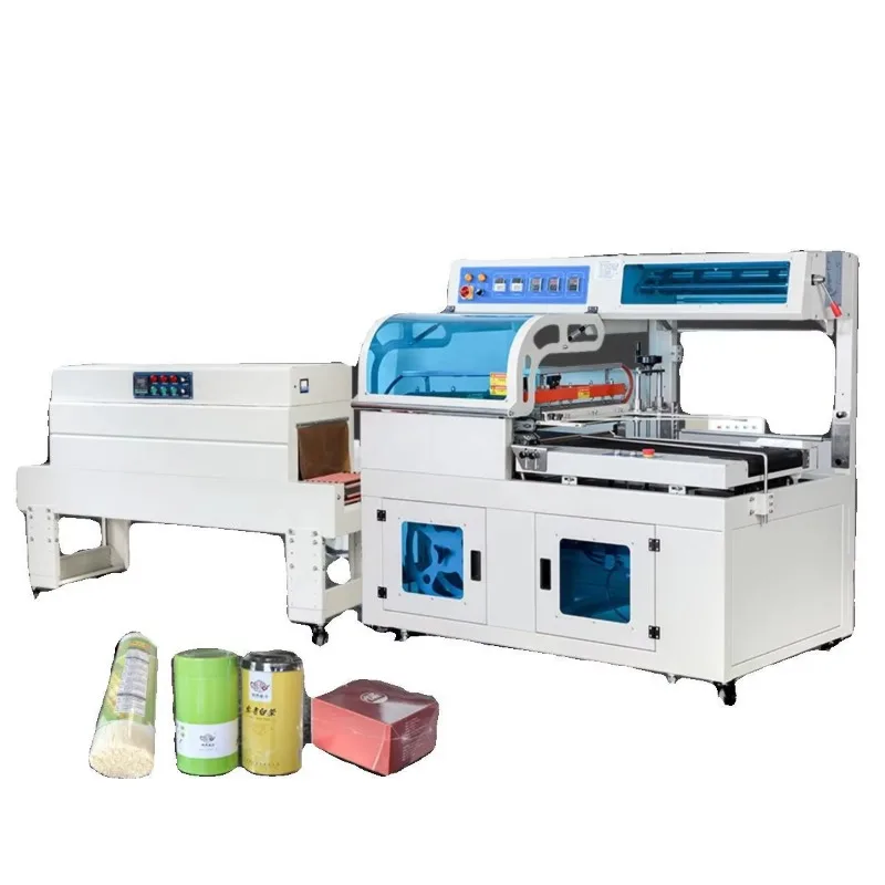 Machine de scellage automatique en L avec tunnel de rétraction thermique pour emballage de boîtes et de feuilles, idéale pour les aliments et les matériaux en papier