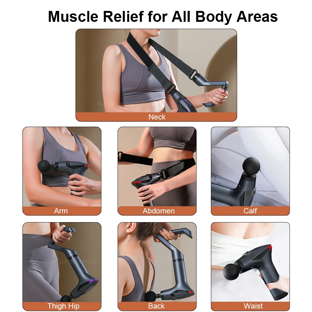 Pistolet de Massage Portable avec poignée étendue, pistolet électrique professionnel pour Fascia, pour les muscles des tissus profonds, Massage corporel, Relaxation