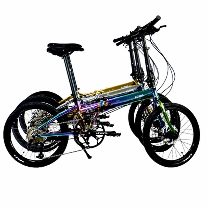 Folding Bike Frame 20 Inch 406 451 Wheel Aluminum Alloy Electroplated Colorful Foldable Bicycle Frameset With Seatpost Long Stem