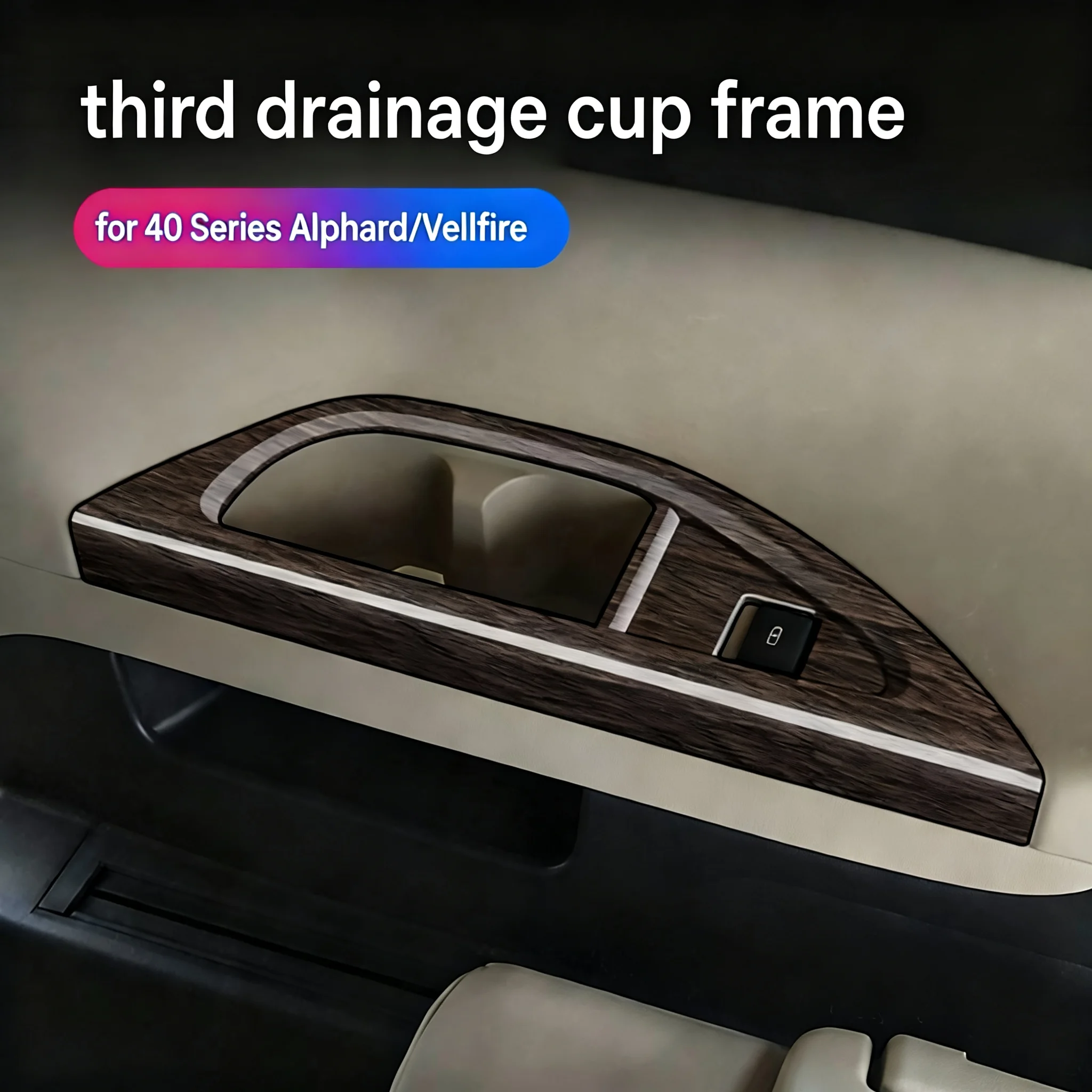 Car Cup Holder Trim for Toyota Alphard Vellfire 40 Series Third Row ABS Decorative Surround Frames Interior Styling Accessories