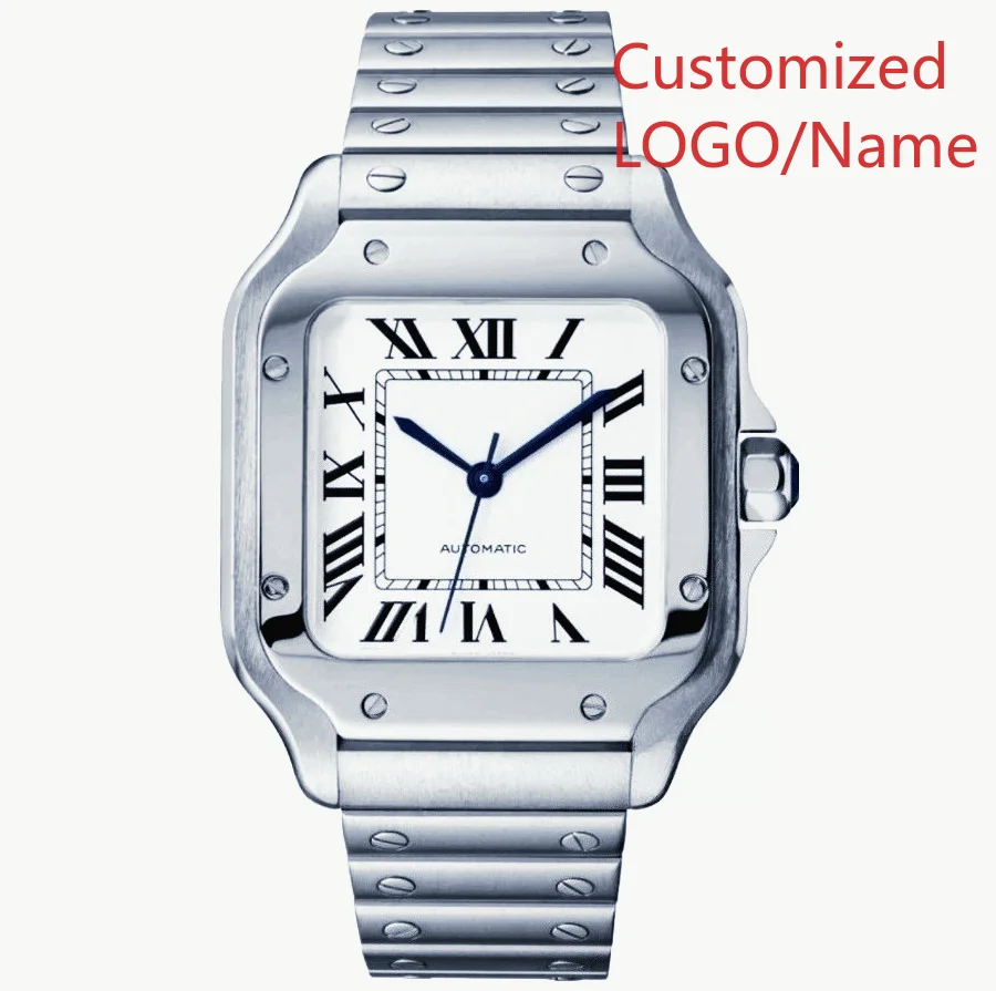 Customized Watches Unisex 3mm and 40mm Square Luminous Mechanical Automatic Watches