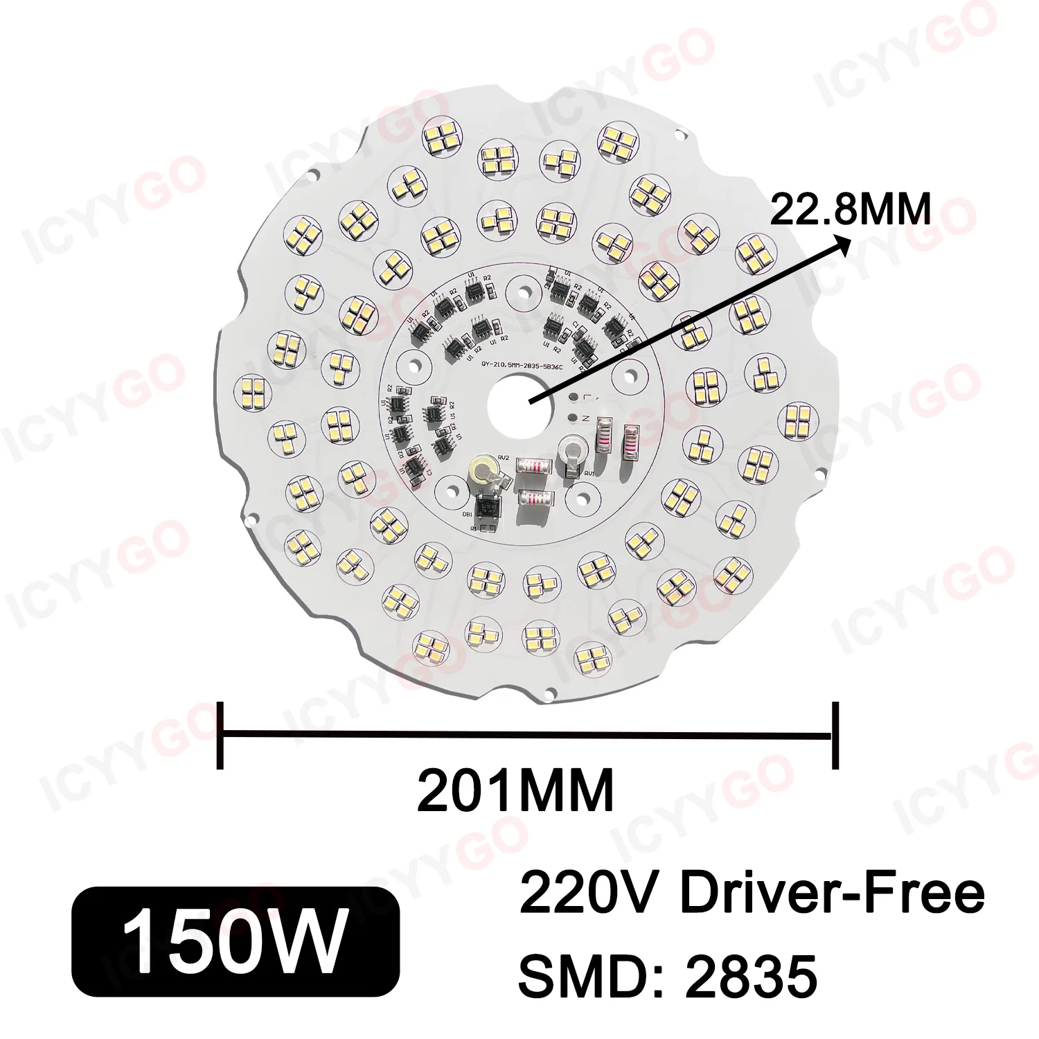 100W 150W 200W AC220V Driver-Free White Light UFO Flying Saucer Light Round PCB Board For Outdoor Arena Light Source Board image 5