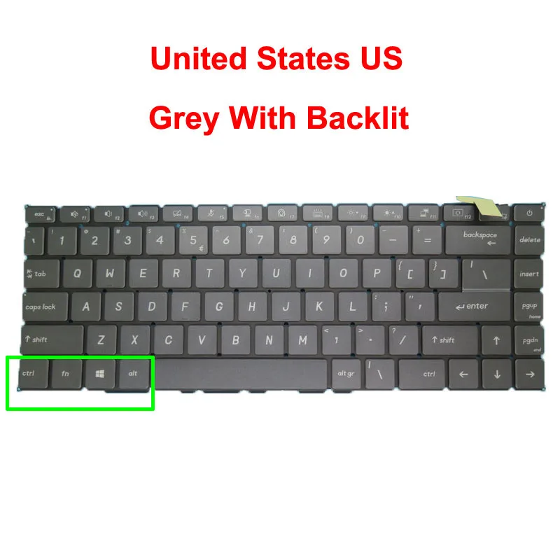 Gris/gris-noir ordinateur portable rétro-éclairé US RU SP FR NE BG CZ FS HB PO SW TI clavier petit Ctrl pour MSI moderne 15 A10 10M A10RAS A10RBS