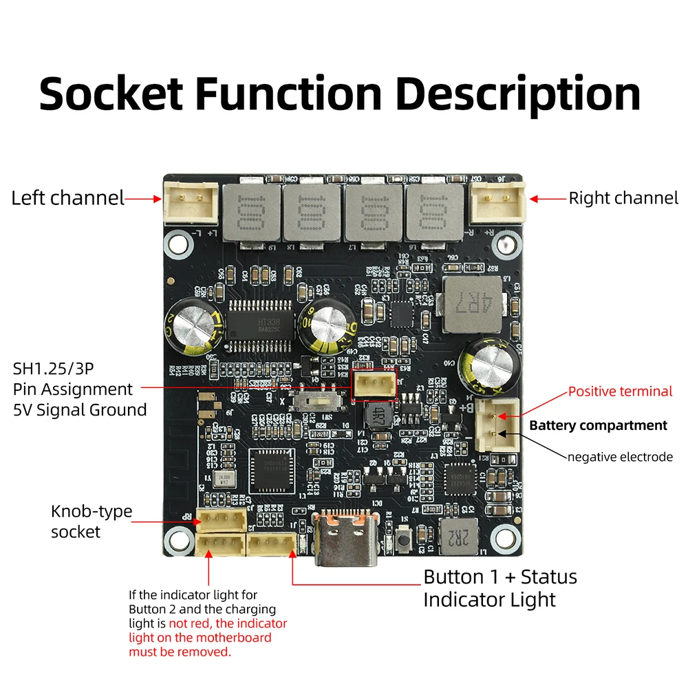 DC 6,6V-8,4V 2 X 25W Verstärkerplatine Digitaler Stereo-Audioverstärker für App-basierte Klanganpassung – Detail 3