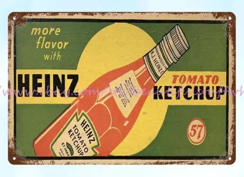 1940s HEINZ 57 variedades tomate KETCHUPs metal tin sign premier garage