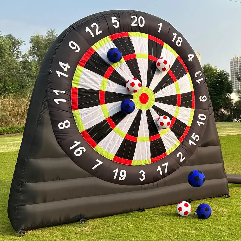 

10ft Inflatable Soccer Dart Board Inflatable Football Darts Kick Goal Game With 8 Pcs Sticky Ball & Air Blower for Outdoor Sport