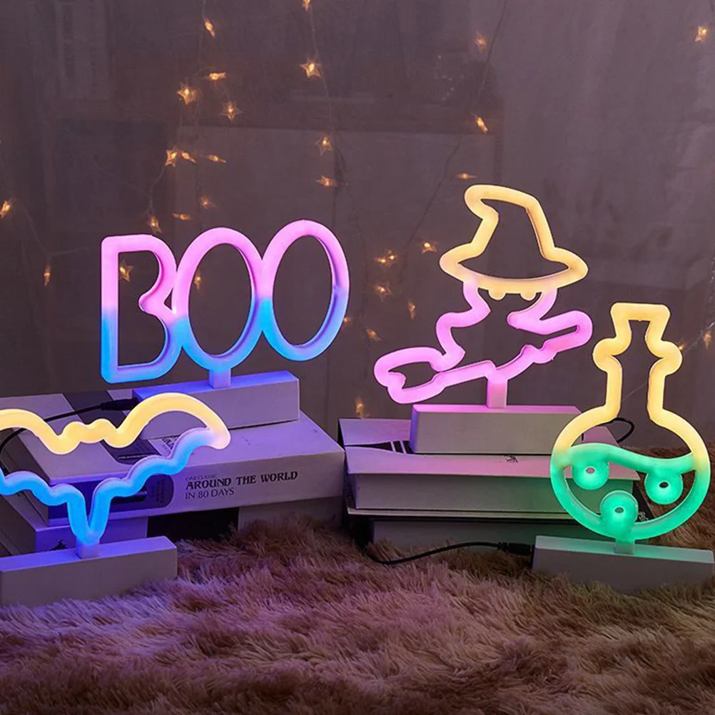 1 stks Halloween Neon Light Lamp Creatief Nachtlampje Festival Decor Bedlampje Energiebesparende Heldere Sfeerverlichting