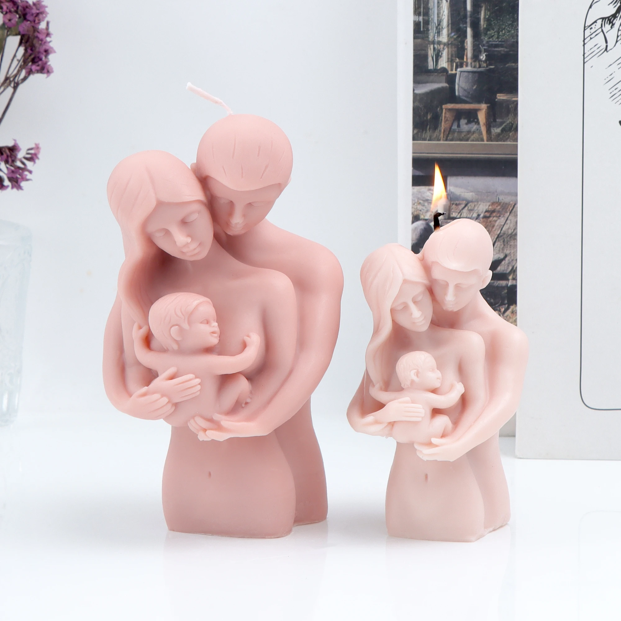Familien-Kerzenform 3D Silikon Familien-Statuenform Eltern-Kind-Statuenform für Kerzen, Seife, Gips, Harz DIY Heimdekoration Geschenk
