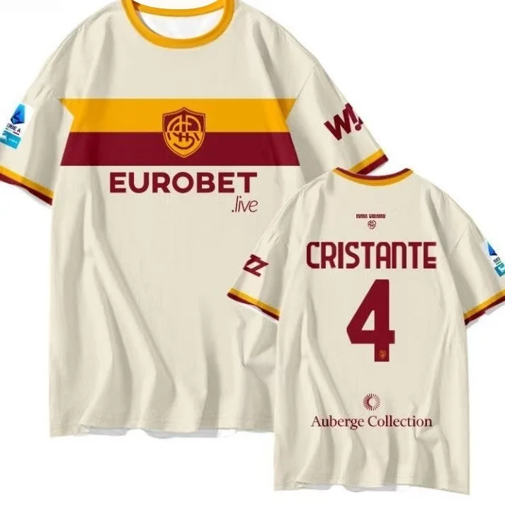 26-27 Saison Roma Team Auswärtstrikot 3D-Digitaldruck Schnelltrocknendes Kurzarm-T-Shirt für männliche Fans mit Familien-Matching – Detail 7