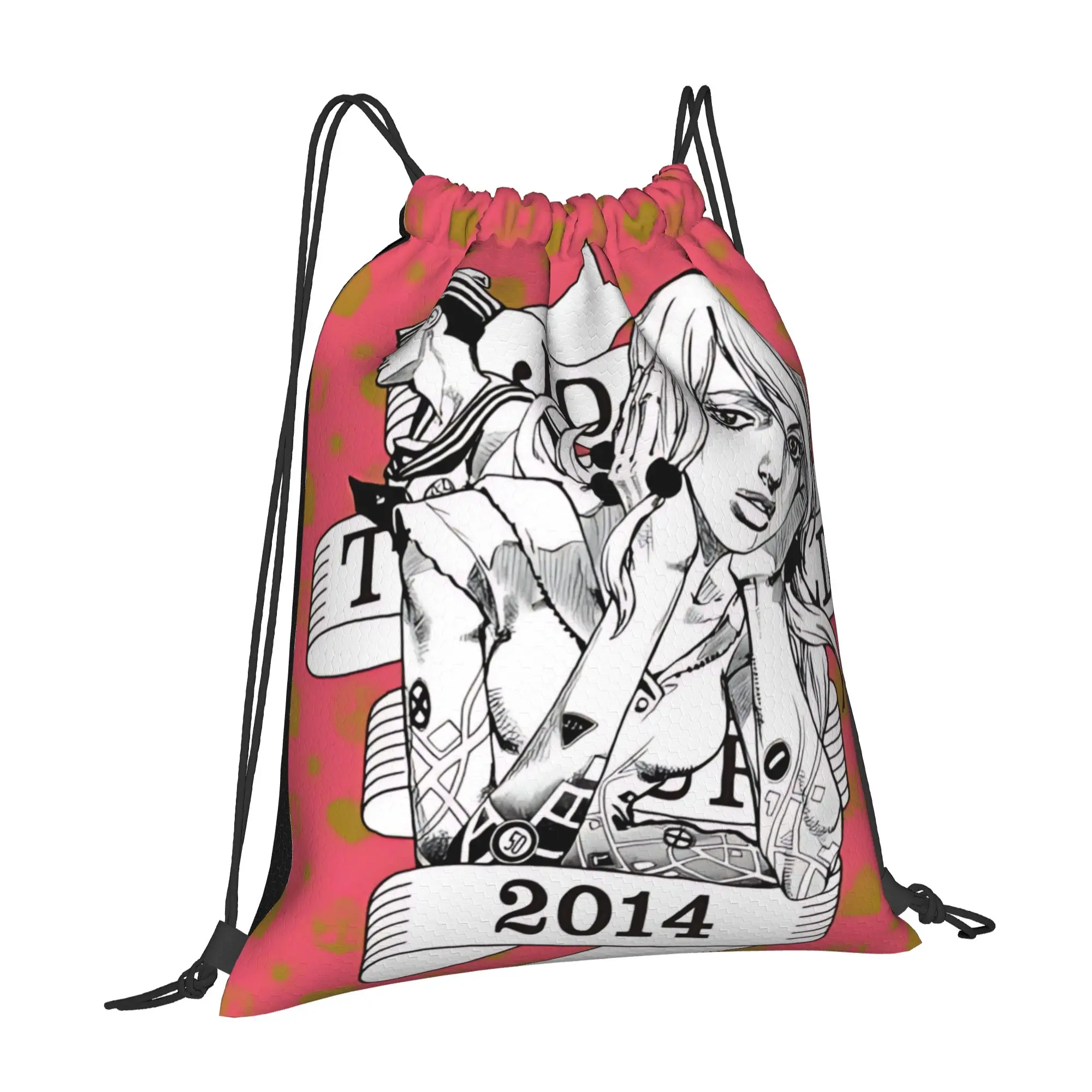 For travel Pouch Jojo's Bizarre Adventure World  Kawaii Drawstring Bags Gym Shoe Clothes Storage Teen Portable Rucksack