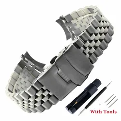 18mm 19mm 20mm 21mm 22mm 23mm 24mm 316L Solid Stainless Steel Watch Strap with Curved End  for Seiko SKX009 Jubilee Bracelet