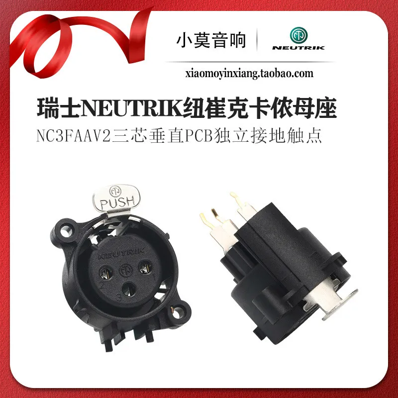 Conector Vertical Neutrik NC3FAAV2 Dourado com Entrada de Sinal Balanceada Fêmea