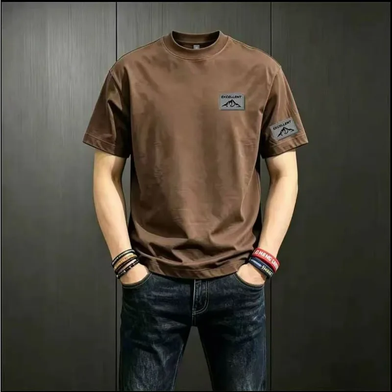 Pure Cotton American Heavy-duty Cotton Short-sleeved T-shirt for Men Summer Trendy Brand Retro Loose Base Layer Half-sleeved Men