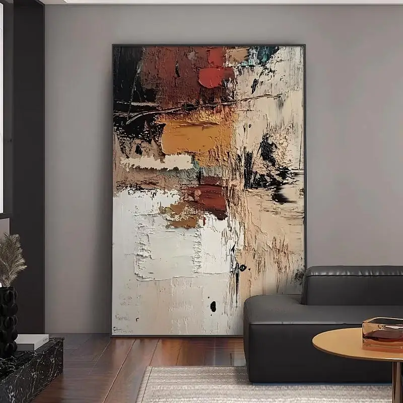 Wabi Sanfeng Dafen Village abstract pure hand-painted black-gray-white entrance decorative painting