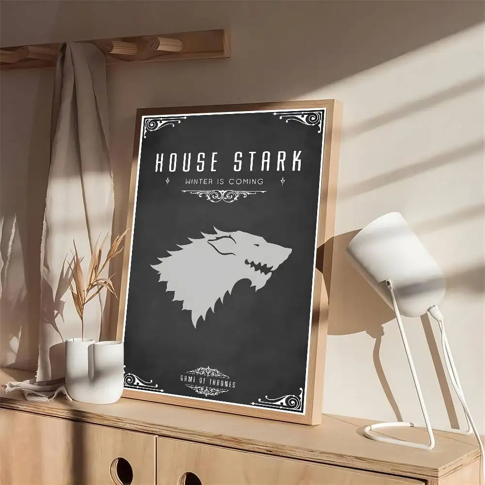 لعبة T-Thrones Family Logo ملصقات الفيلم الكلاسيكي HD جودة ملصق جدار الفن اللوحة دراسة الشمال ديكور المنزل #4