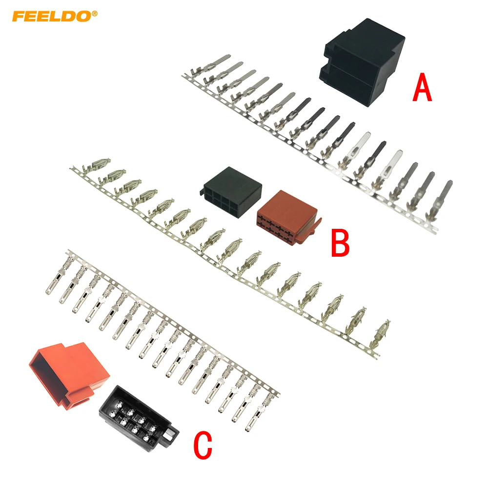 FEELDO Universal Car Radio ISO 8Pin Terminal Block Socket Connector For Volkswagen Harness Cable Connector Port #HQ6585