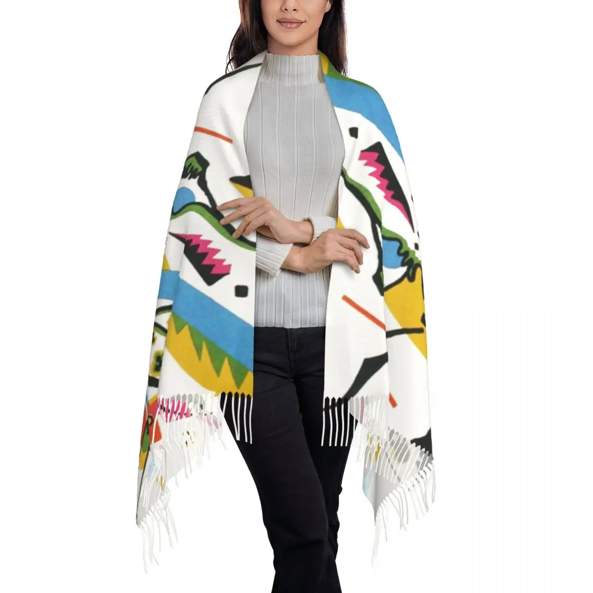 Lady Large Small Worlds I 1922 Wassily Kandinsky Scarves Women Winter Fall Thick Warm Tassel Shawl Wraps Pablo Picasso Scarf