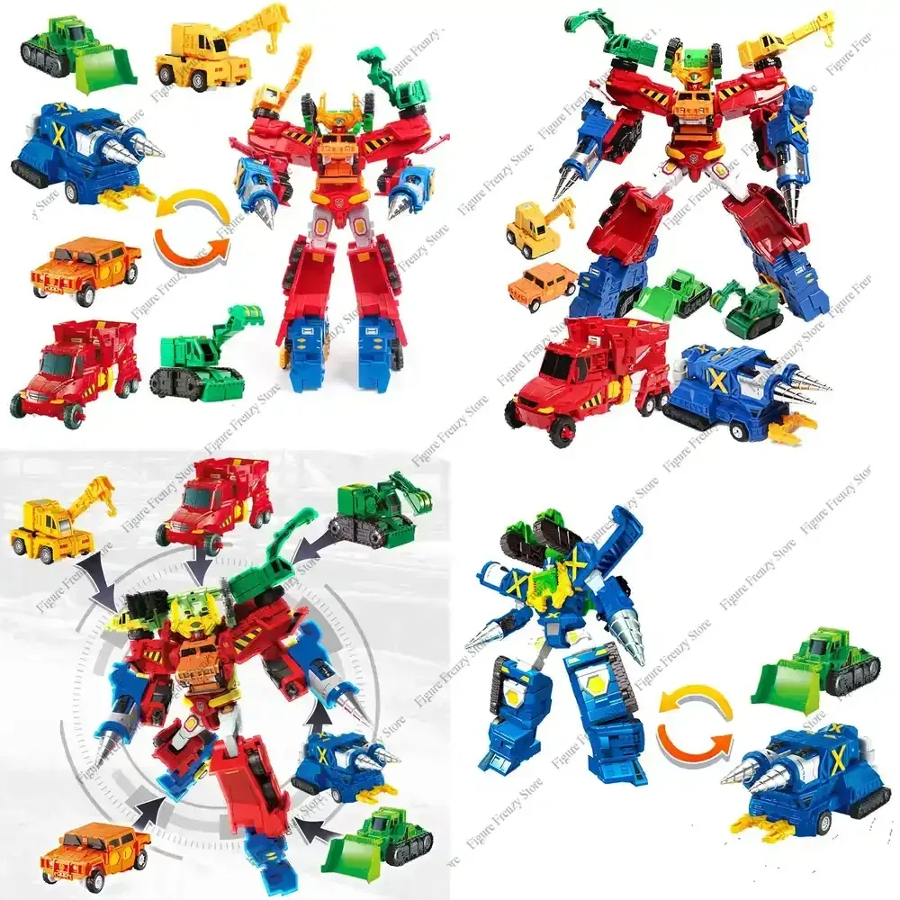 

6 IN 1 Hyper Builoion Hello Carbot Transformation Robot Toys Action Figures Deformation Engineering Car Truck Crane for Kids