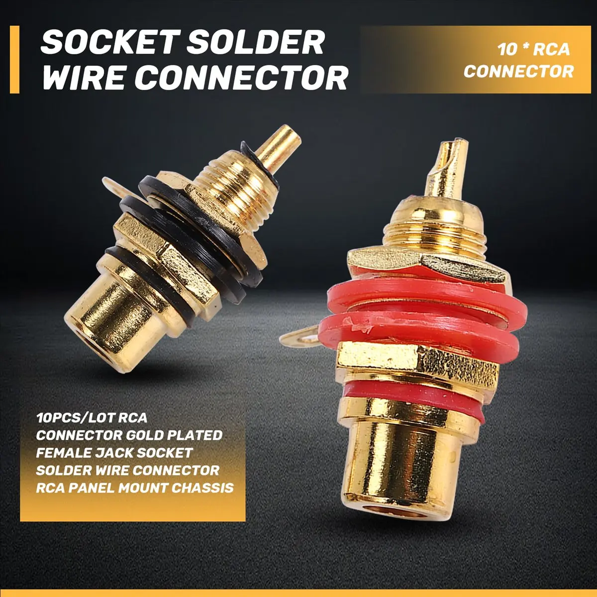 L77A 10Pcs/Lot Connector Gold Plated Female Jack Socket Solder Wire Connector Panel Mount Chassis