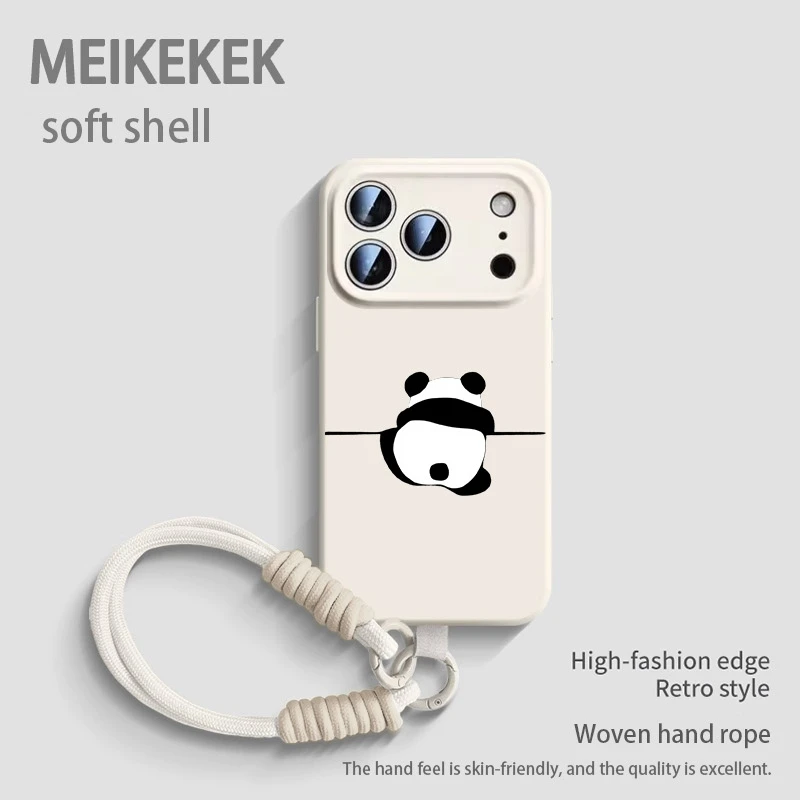 

Cute Panda Back with High Quality Hanging Rope, Suitable for iPhone 17 Pro Max/16 Pro Max/15ProMax/14ProMax/13ProMax Phone Cases