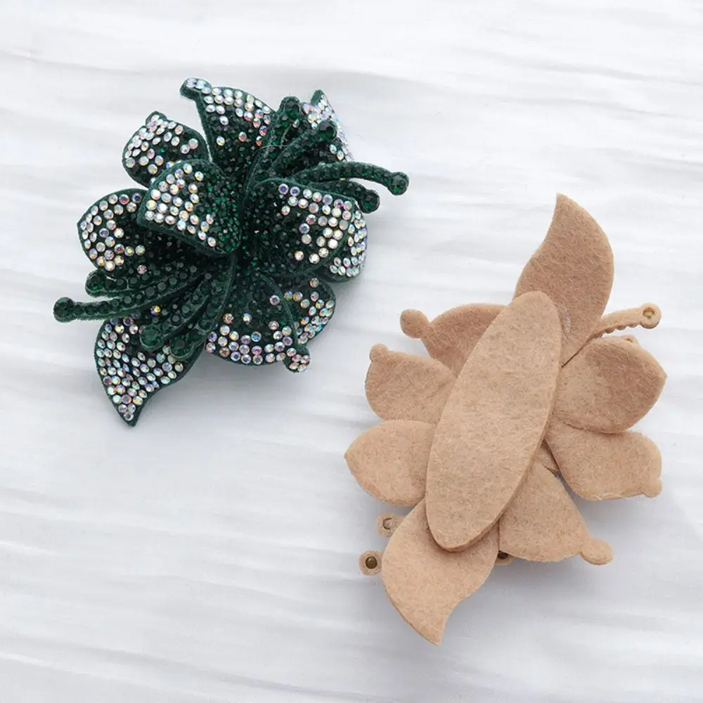 Exquisite Rhinestone Fabric Patch Sparkling Double Layer 3D Fabric Patch Multi-Color Floral Appliqué Shoe Flowers