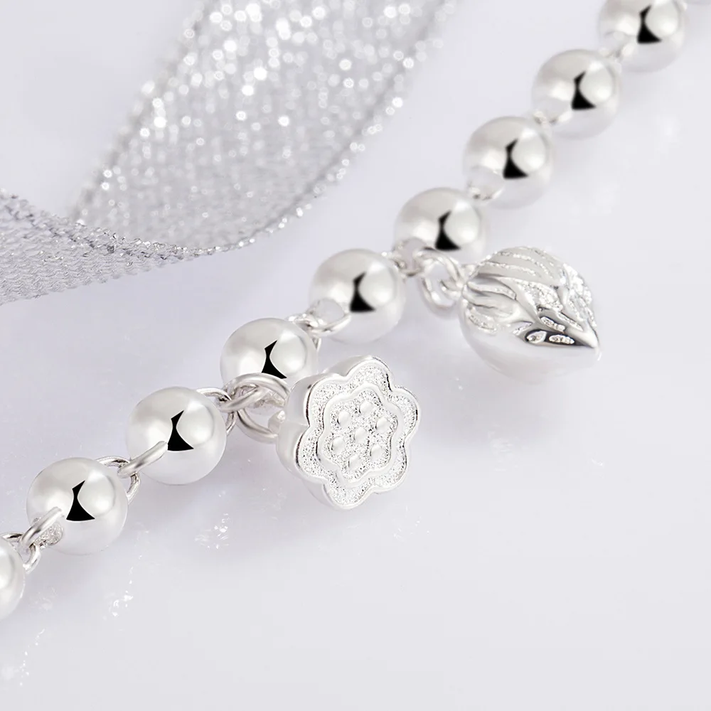 925 Sterling Silver Lotus Seed Beads Ball Charm Bracelet For Women Simple Luxury Romantic Bracelet Wedding Party Jewelry Gift