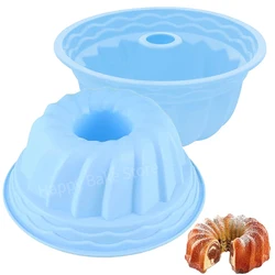 9 Inch Nonstick Round Silicone Cake Mold Useful Fluted Tube Baking Molds Dessert Bread Jello Mousse Mould Kitchen Accessories