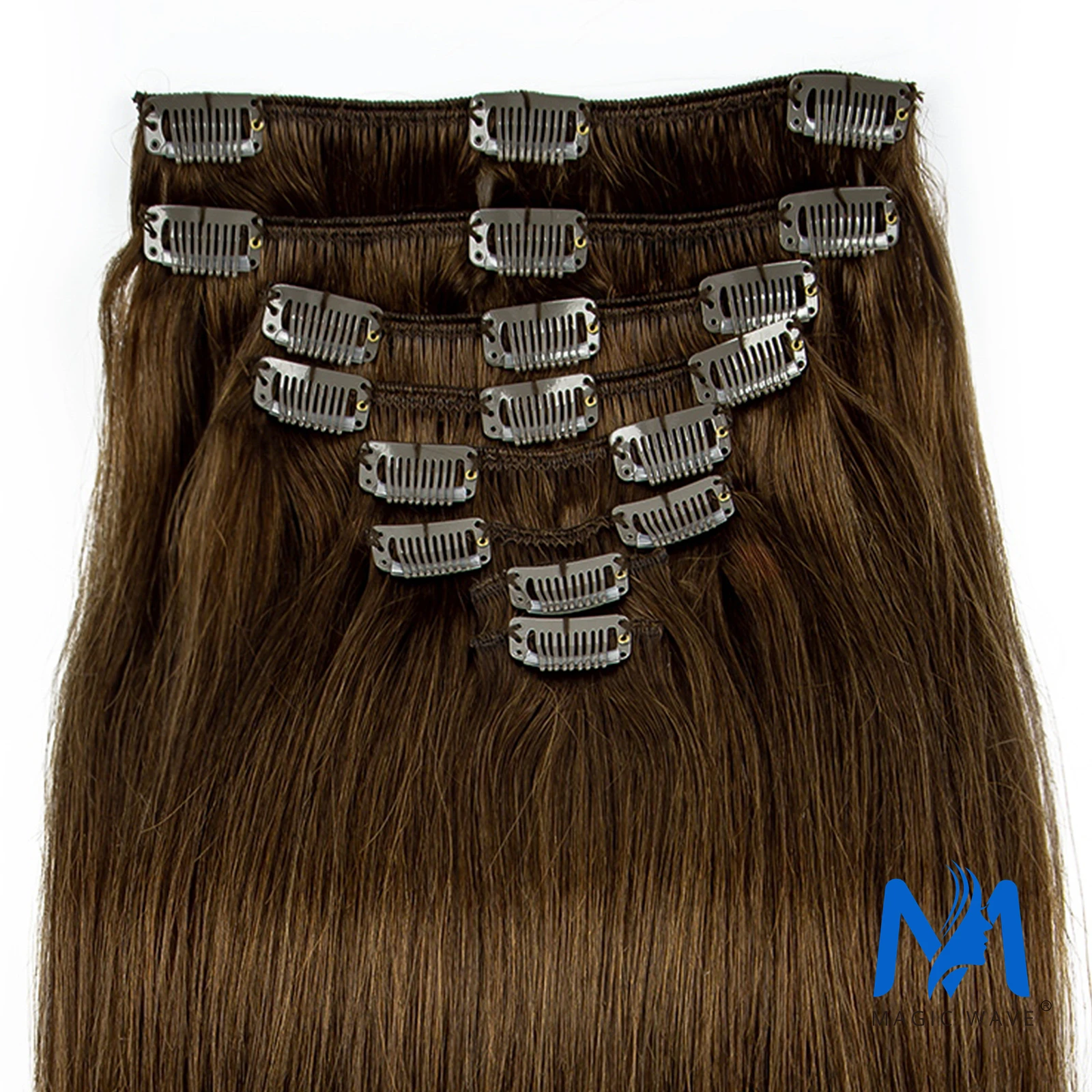 Donkerbruine Clip In Hair Extensions Echt Menselijk Haar 120G 100% Remy Menselijk Haar Clip In Extensions Zacht Zijdeachtig Recht Voor Vrouwen