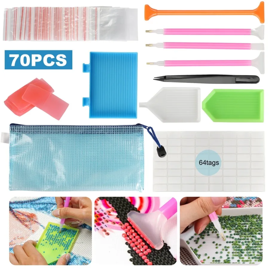 70pcs 5D Painting Tools Accessories Kits, DISEN DIY Diamond Cross Stitch for Adults Painting Art Crafts