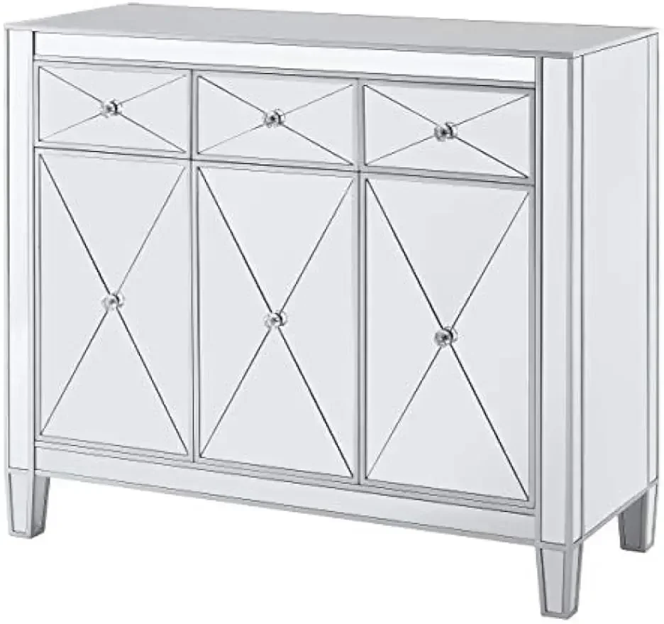 Mirage Cabinet, Mirrored with matte silver trim.