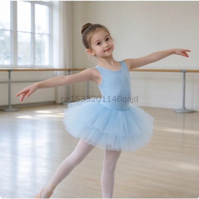 Children's Mesh Dance Costume, Autumn New Product, Girls' Sequin Practice Outfit, Sleeveless Ballet Skirt