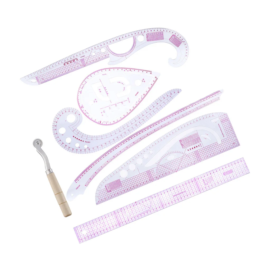 

7 Pieces Multi Function Rulers Clear Durable High Accuracy Flexible Clothing Design Drawing Tools Tailor Sewing Rulers Pattern